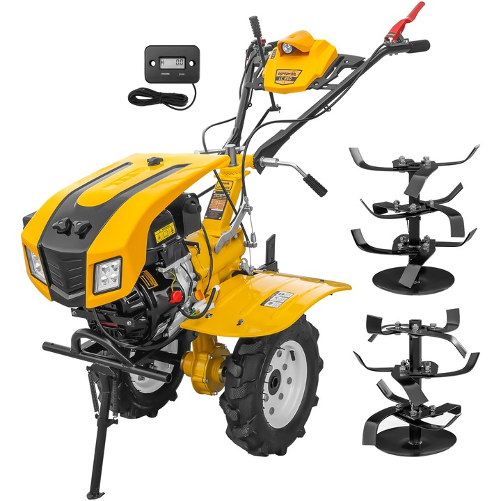 Motocultor AgroPro LC 850, motor Loncin, 7 CP, benzina, 2+1 viteze, latime lucru 65-90 cm, freze, roti cauciuc 4.00x8", capota cu faruri LED, tahometru