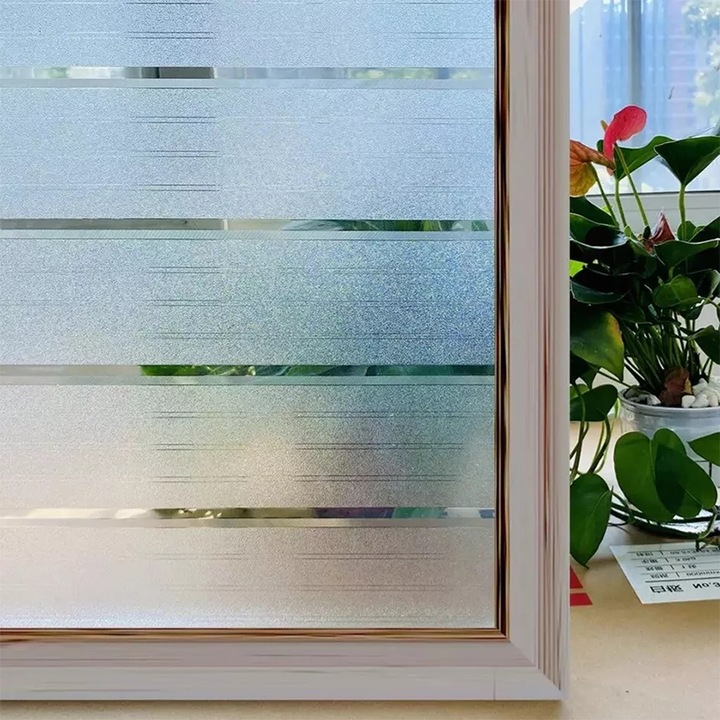 Folie Decorativa CCmax pentru Geam, Model Dungi Late, Protectie Solara si Intimitate, 600 x 2000 mm