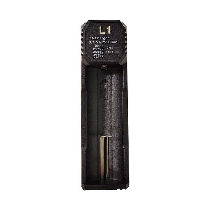 Incarcator pentru acumulatori Li-Ion Vapcell L1, viteza 2 A, poate incarca orice acumulatori cu lungimea intre 60-85 mm