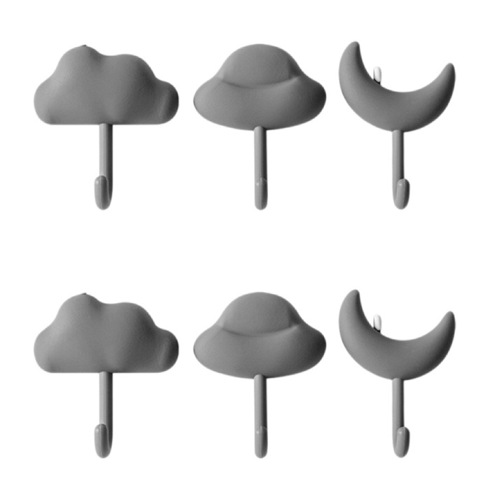 Carlige creative, Nu necesita perforare, Design de desene animate, 6 gri