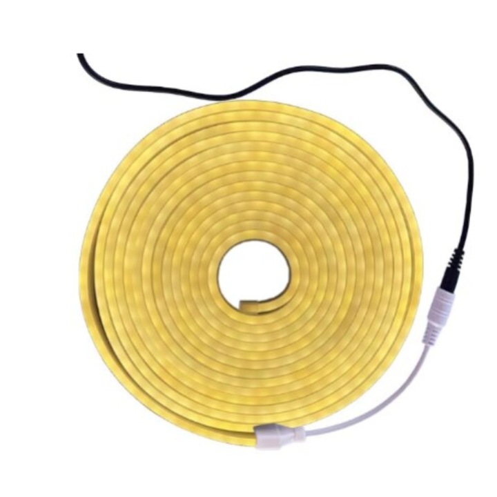 Banda led neon, flexibila, 5m, 12V, Galbena (sursa de alimentare nu este inclusa)