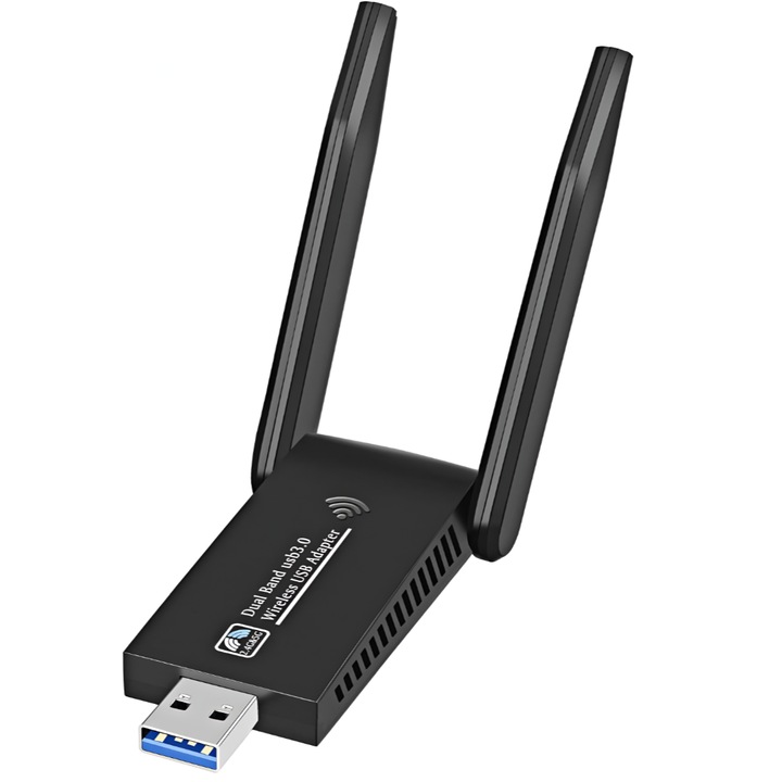 Адаптер 2in1 WIFI+BT 5.0 (BLE+EDR), USB 3.0, Dual Band 2.4-5Ghz, Windows и Mac OS Compatible, 1300Mbps, Realtek Chipset, PC, Laptop