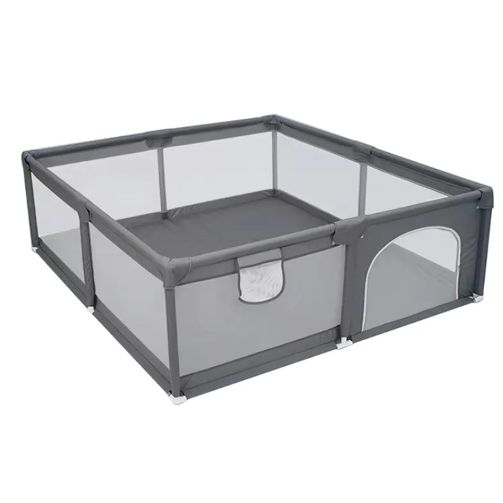 Tarc de Joaca pentru Copii, 1-5 Ani, 180x150x66 Cm, Spatiu Sigur si Generos, Cu Plasa Moale, Protectie la Colturi si Structura Stabila, Ideal pentru Interior si Exterior, Usor de Asamblat si Intretinut, Gri, Utility One