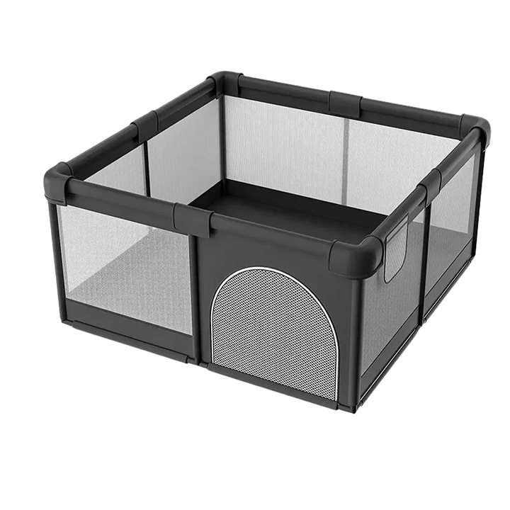 Tarc de Joaca pentru Copii, 1-5 Ani, 180x150x66 Cm, Spatiu Sigur si Generos, Cu Plasa Moale, Protectie la Colturi si Structura Stabila, Ideal pentru Interior si Exterior, Usor de Asamblat si Intretinut, Negru, Utility One