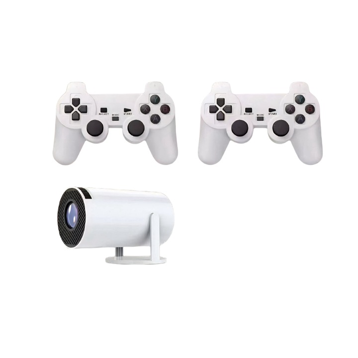 Proiector, 720P, cu Gamepad, rotatie 180°, putere 60W, WIFI6, proiectie 200”, 25dB, compact si portabil, alb