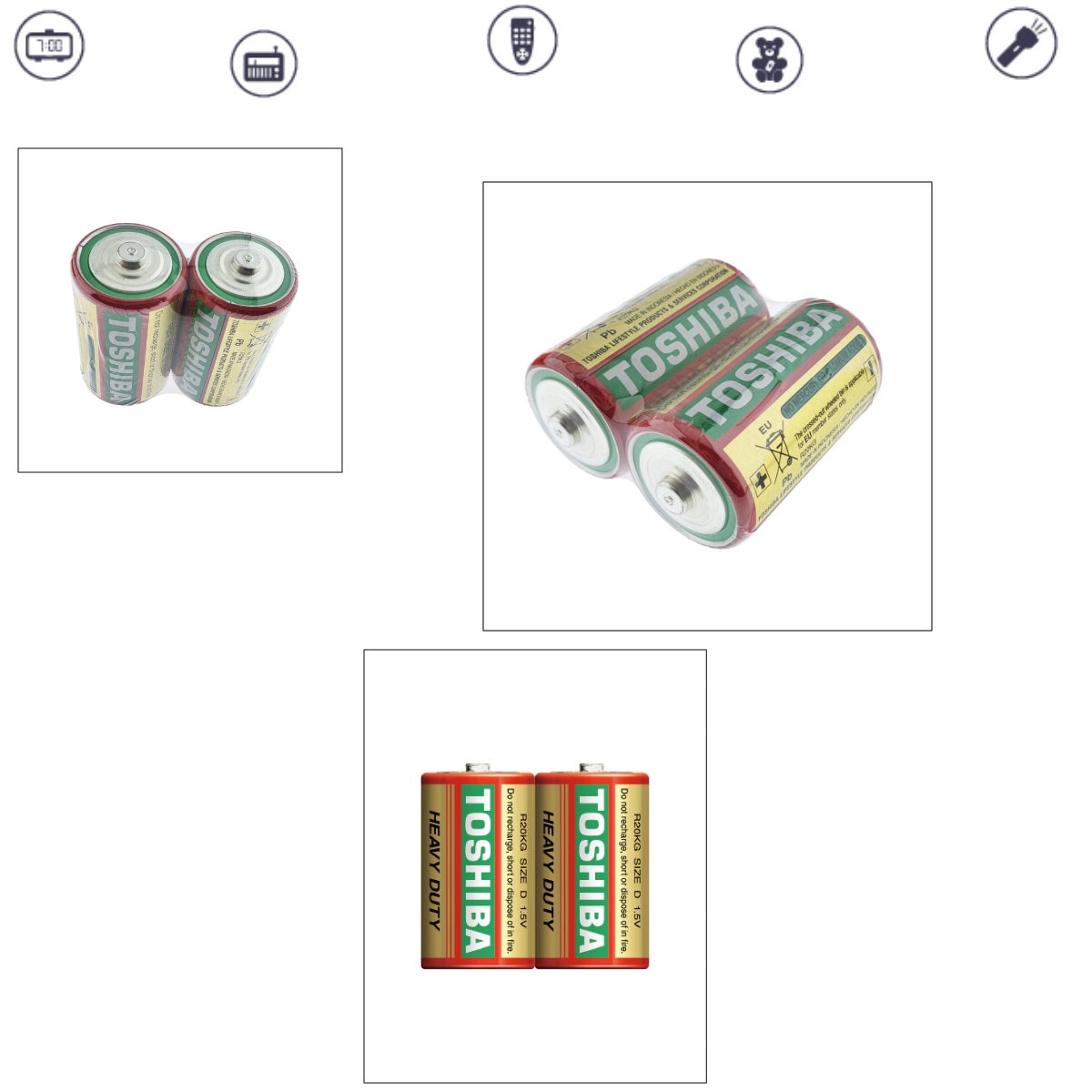 Set 2 baterii R20, Toshiba Heavy Duty D, 1.5V, ambalate in folie R20 ...