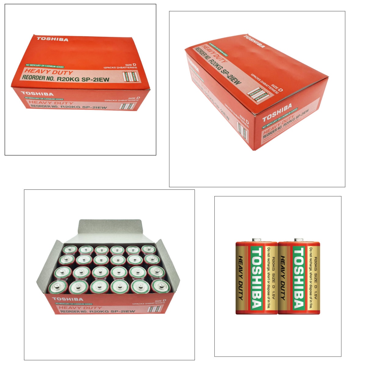 Set 24 baterii R20, Toshiba Heavy Duty D, 1.5V, ambalate in folie D ...