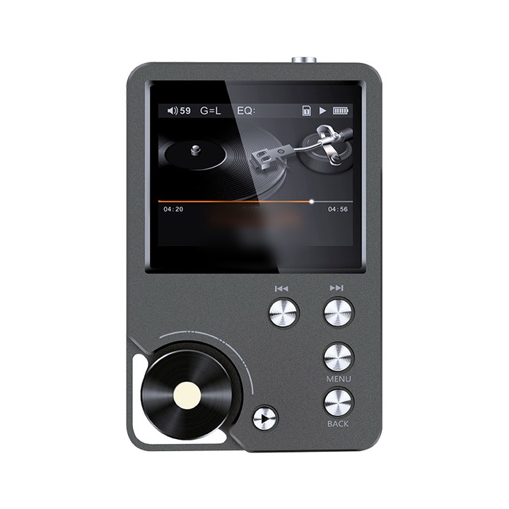 MP3 lejátszók, HIFI, színes képernyő, 128 GB, többfunkciós, USB 2.0, 1500 mAh, szürke