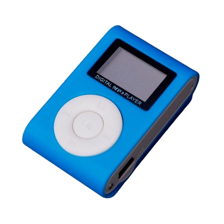 Mini MP3 lejátszó, elegáns design, LCD képernyő támogatás, 32GB, kék