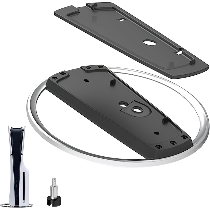 Függőleges állvány, PlayStation 5, PlayStation 5 Slim és PlayStation 5 Pro konzolokhoz, PsAyl, csúszásgátló betéttel és csavarral, fekete