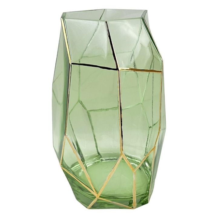 Декоративна ваза от поли М стъкло, аквамарин, средна височина