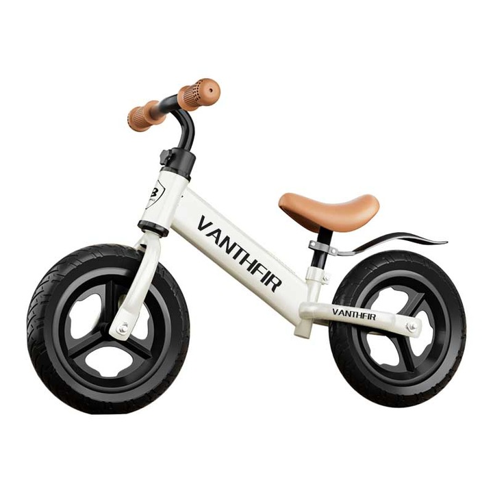 Детско колело за балансиране, VANTHEIR, 12 инча, възраст 2-5 години, рамка от високо въглеродна стомана, максимално поддържано тегло 40 кг, черно/бяло