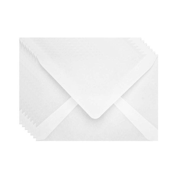 25 db-os boríték készlet B6, pergamen fehér, 120g, 125x175 mm, esküvői meghívókhoz