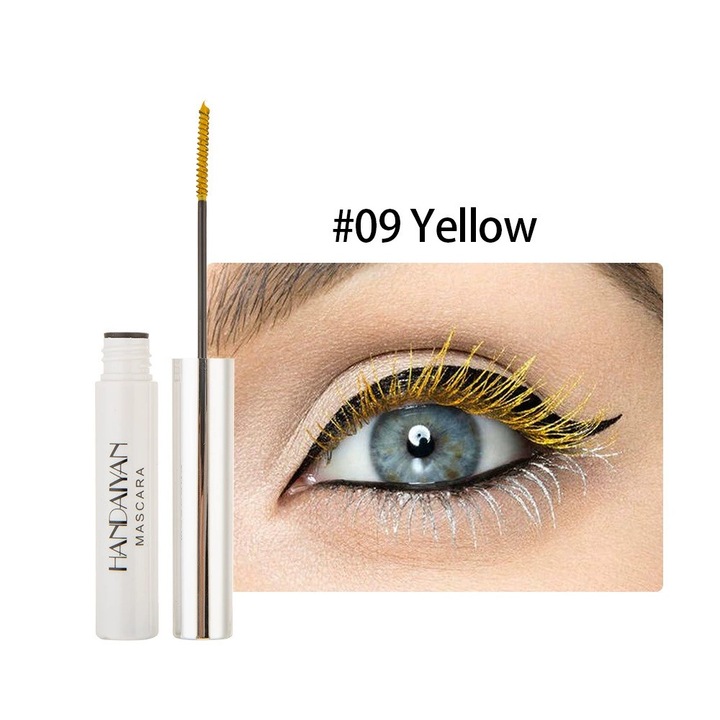 Спирала за цветни мигли, Colorful Mascara Eye Cosmetics, Long Lasting Mascara Eye, 5 ml, Yellow Mascara Base Fortification