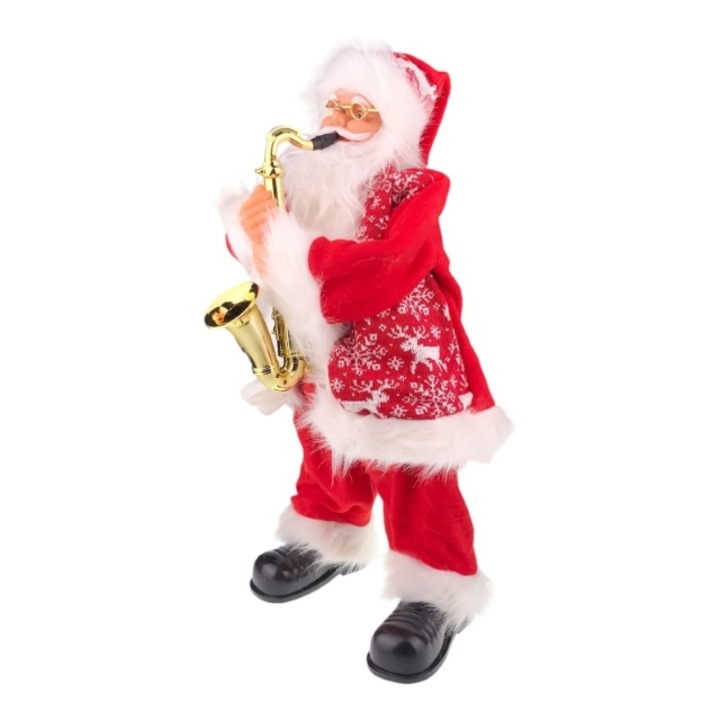 Mos Craciun din plastic cu instrumente muzicale.30x70 cm