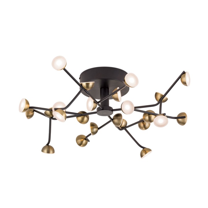 Lampa de Tavan LED BLOSSOM, Baza soclu otel Negru, 24 lumini cu aspect antic, LED 72W/5040lm/3000K, Diametru 66cm Inaltime 23cm ORION