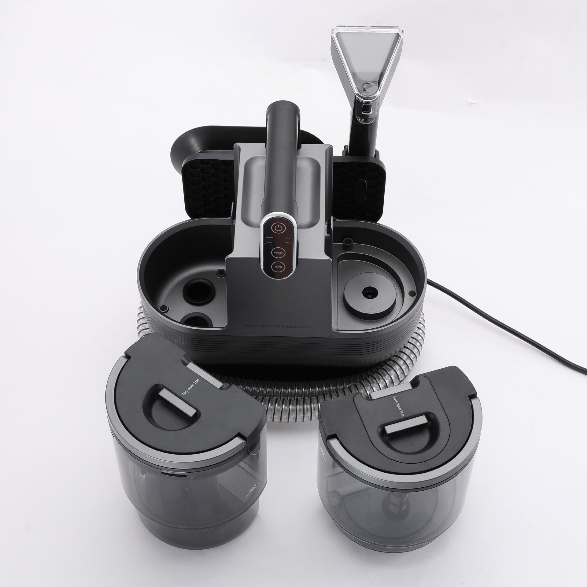 Hoover, putere de 1200W, aspiratie puternica, capacitate mare de stocare, cu functie de incalzire, aspiratie all in one, canapea si covor sunt potrivite, negru