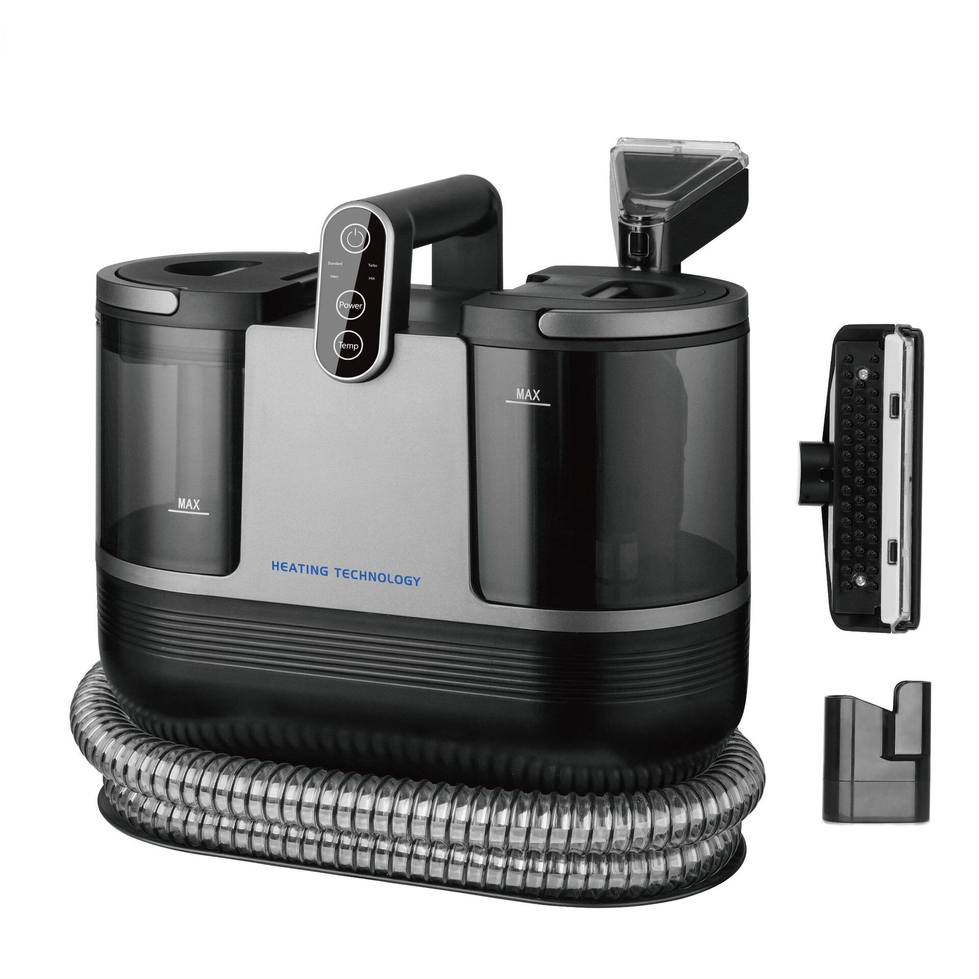 Hoover, putere de 1200W, aspiratie puternica, capacitate mare de stocare, cu functie de incalzire, aspiratie all in one, canapea si covor sunt potrivite, negru