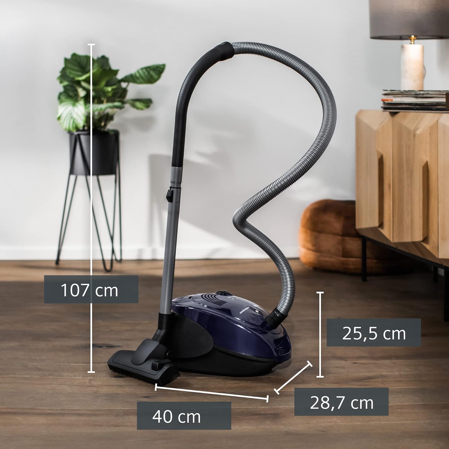 Aspirator cu sac Siemens VS06B1110, Recipient pentru praf 4 L, 2200 W, albastru