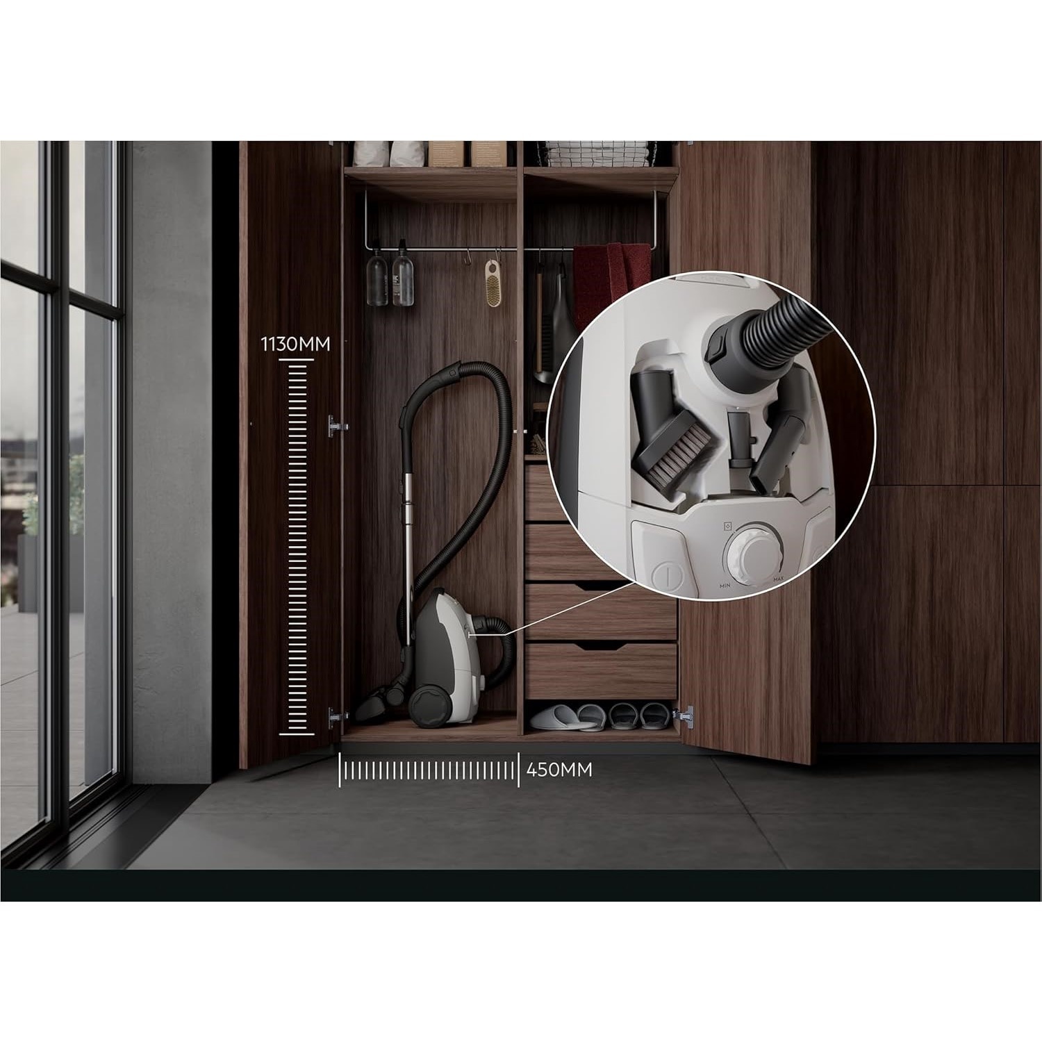 Aspirator cu sac Aeg 5000 AB51C1SW, 750 W, 3.5 l, lungime cablu alimentare 8.5 m, alb