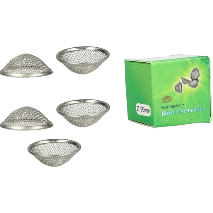 Set 5 site conice metalice Black Leaf, pentru bong, pipe rezistente la temperatura inalta, diametru 20mm, otel inoxidabil