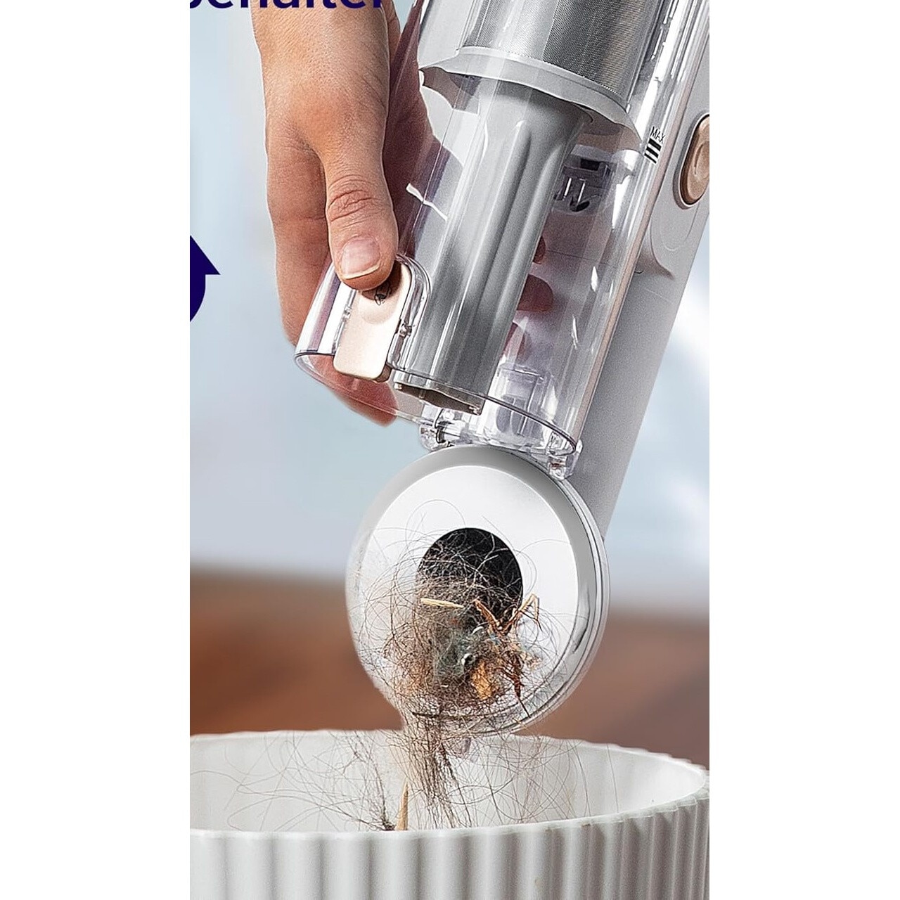 Aspirator vertical fara fir LEVOIT LVAC 200, Autonomie 50 Min, Iluminare LED, 180W, Container 0.75 L, Filtru HEPA 5 Stadii, ALB-GOLD