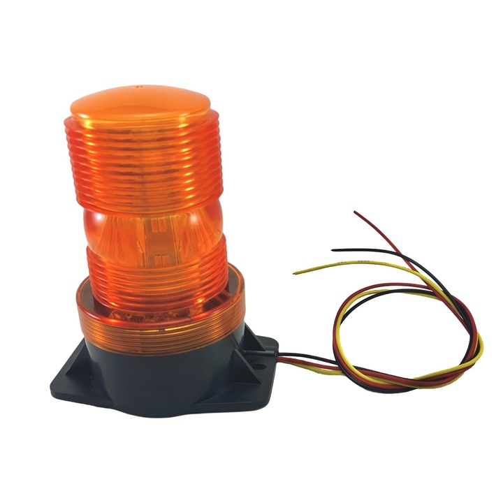 Магнитен маяк, AutoSSF ®, Въртящ се, 90 светодиода, височина 130 mm, диаметър 60-70 mm, 12V-24V, магнитна основа, светлинни игри, жълт, подходящ за трактори, мотокари, платформи, аварийни ситуации