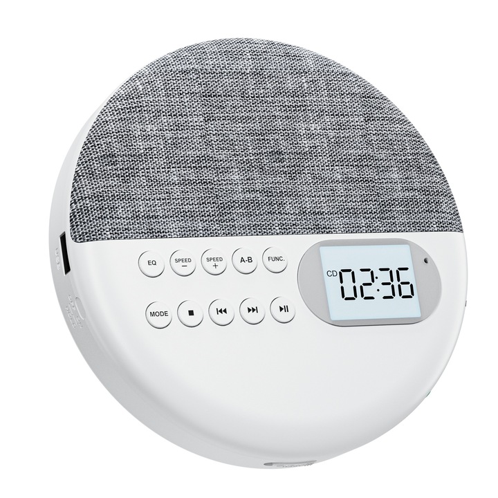 Hordozható CD-lejátszó, Többfunkciós, Hordozható, Walkman, Bluetooth-kapcsolat, CD-lejátszás, Fehér