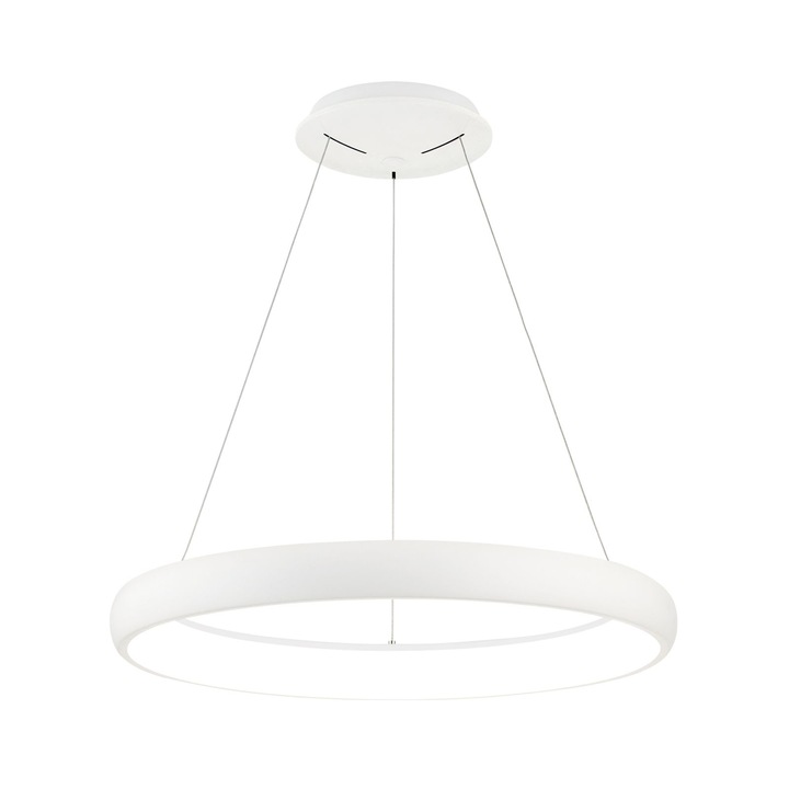 LED пендел VENUS, Алуминиева основа, Бял, Опал поликарбонатен абажур, LED 50W/2750lm/3000K, Диаметър 61см, Височина 150см ORION