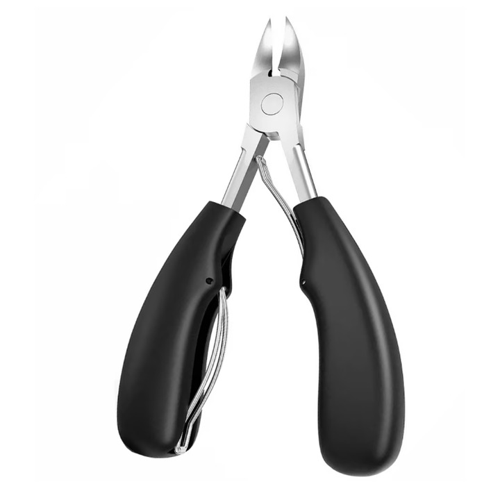 Клещи за педикюр, от неръждаема стомана, подходящи за рязане на дебели нокти и премахване на мъртва кожа, черни