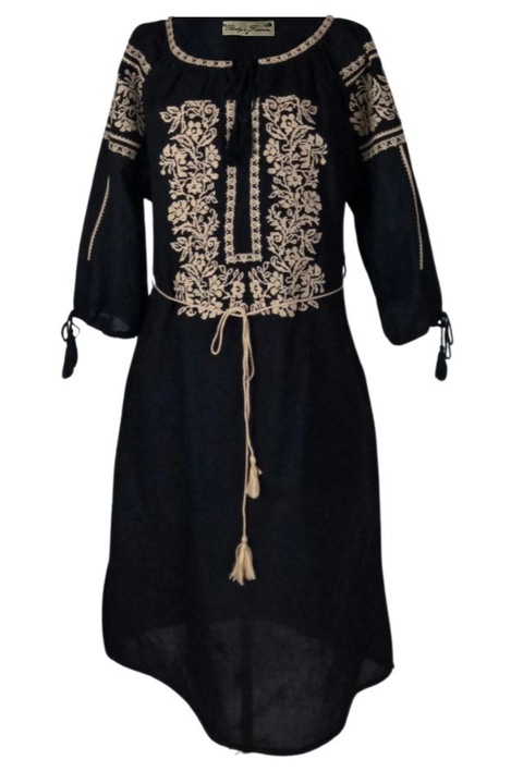 Дамска ежедневна рокля R11D,, Черен/Бежов