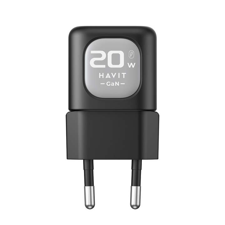 20W-os külső akkumulátor, USB, C típusú - Havit (UC220 EU) - fekete / szürke