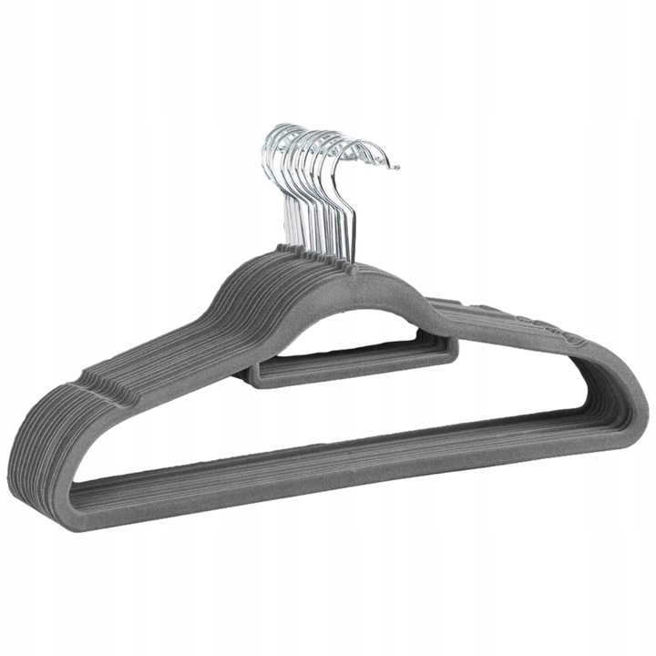 Set 10 umerase pentru haine, gri, 45x23x0.5cm, material ABS