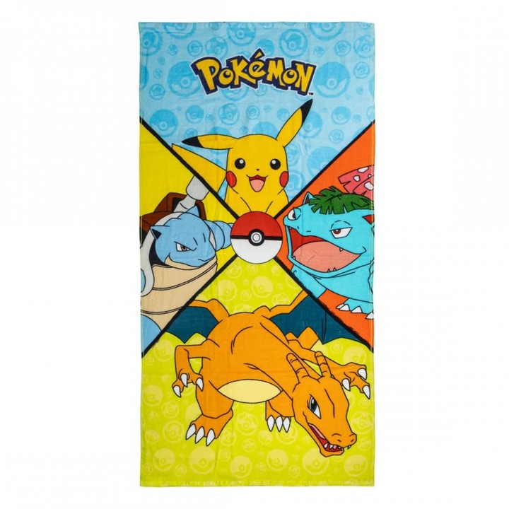 Pokemon Team Premium törölköző, 140x70 cm, többszínű