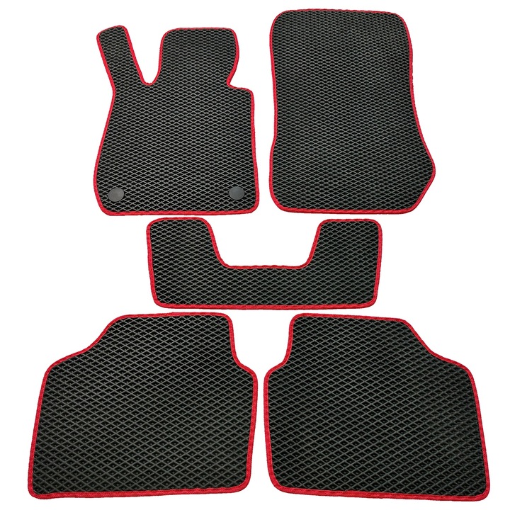Комплект стелки за BMW E90 3-Series (2005-2008) всички сезони, перфектно съвместими, 5 части, черно/червено