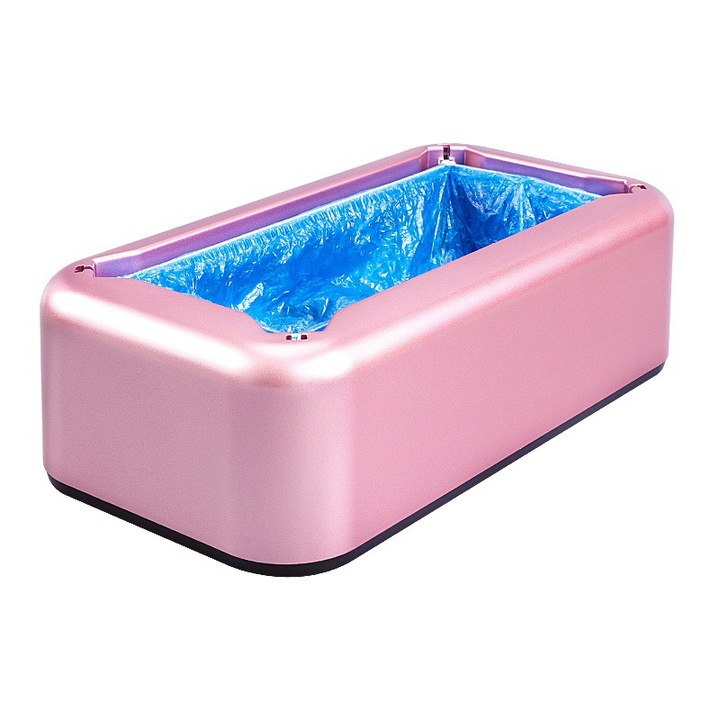 Dispenser automat acoperitori incaltaminte, Masina portabila de interior pentru acoperirea pantofilor, 100 huse de pantofi de unica folosinta, roz