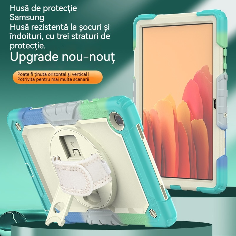 Husa Antisoc Cu Curea De Mana Pentru Samsung Galaxy Tab A9Plus De 11 inchi. (Model: (SM-X210/X216/X218), Fudisenn，Rotire La 360°, procesul de gofrare，Portabil， 2023 (albastru )，28x19x2,3cm