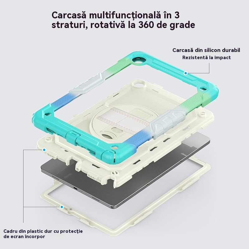 Husa Antisoc Cu Curea De Mana Pentru Samsung Galaxy Tab A9Plus De 11 inchi. (Model: (SM-X210/X216/X218), Fudisenn，Rotire La 360°, procesul de gofrare，Portabil， 2023 (albastru )，28x19x2,3cm