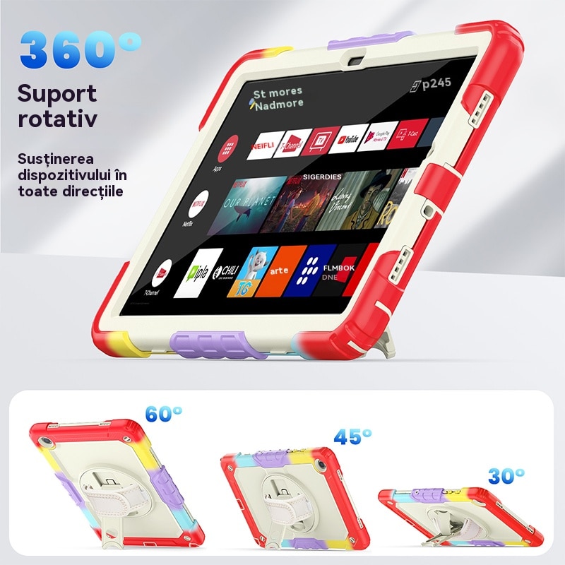 Husa Antisoc Cu Curea De Mana Pentru Samsung Galaxy Tab A9 De 8,7 inchi. (Model: SM-X115), Fudisenn，Cu capac pentru stilou，Rotire La 360°, procesul de gofrare，Portabil， 2023 (rosu)，26.8x17.9x2.1cm