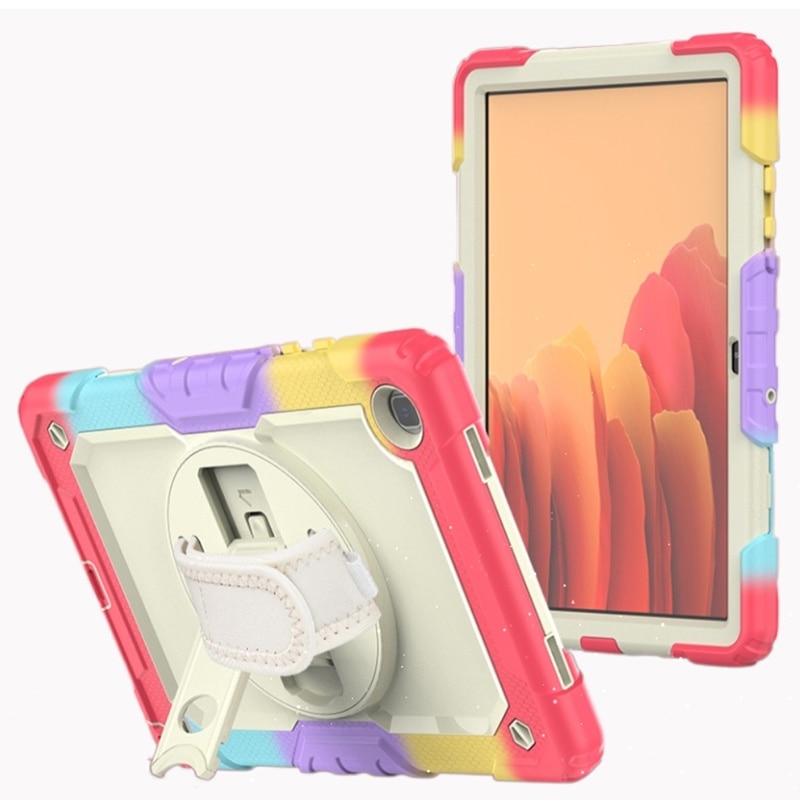 Husa Antisoc Cu Curea De Mana Pentru Samsung Galaxy Tab A9 De 8,7 inchi. (Model: SM-X115), Fudisenn，Cu capac pentru stilou，Rotire La 360°, procesul de gofrare，Portabil， 2023 (rosu)，26.8x17.9x2.1cm