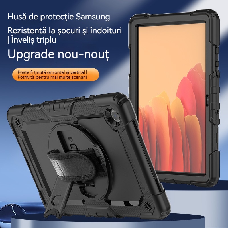 Husa Antisoc Cu Curea De Mana Pentru Samsung Galaxy Tab A9Plus De 11 inchi. (Model: (SM-X210/X216/X218), Fudisenn，Cu capac pentru stilou，Rotire La 360°, procesul de gofrare，Portabil， 2023 (Negru )，28x19x2,3cm