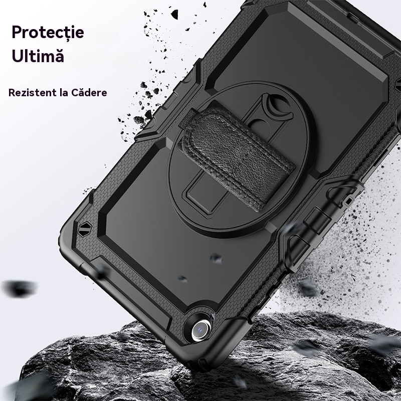 Husa Antisoc Cu Curea De Mana Pentru Samsung Galaxy Tab A9Plus De 11 inchi. (Model: (SM-X210/X216/X218), Fudisenn，Cu capac pentru stilou，Rotire La 360°, procesul de gofrare，Portabil， 2023 (Negru )，28x19x2,3cm