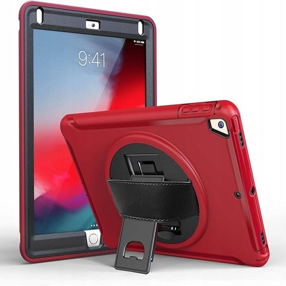 Etui pentru iPad Air 2/Air 1/Pro 9.7", rosu, cu suport rotativ, protectie impotriva socurilor, dimensiuni 9.7"