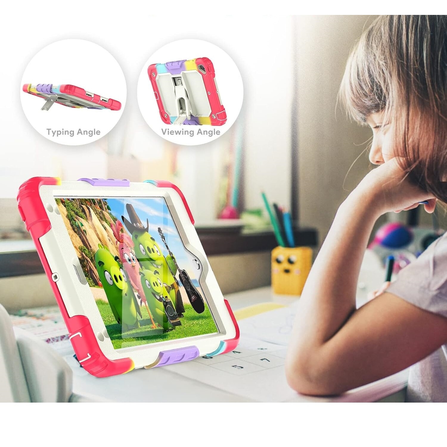 Etui pentru iPad 10.2" (2019/2020/2021) cu suport si curea, colorat