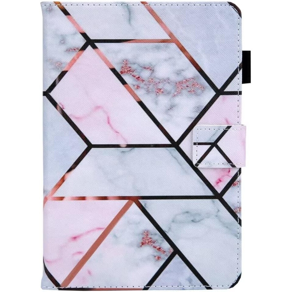 Husa pentru iPad Mini 6 (2021) 8,3", roz si alb cu interior albastru, cu loc pentru carduri