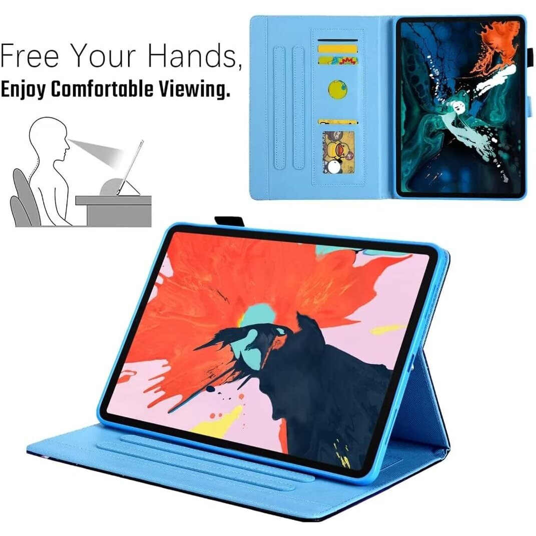 Husa pentru iPad Mini 6 (2021) 8,3", roz si alb cu interior albastru, cu loc pentru carduri