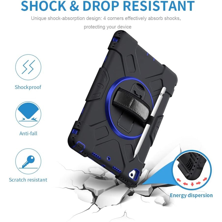 Husa pentru iPad Pro 12.9", protectie tripla, suport rotativ 360°, negru