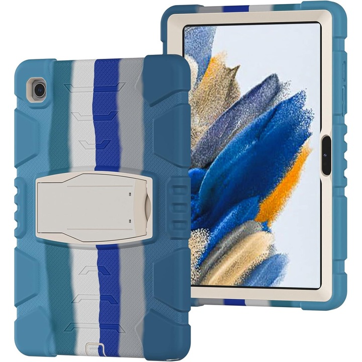 Husa tableta iPad 6/Air2 9.7" cu suport, 3 straturi, albastra