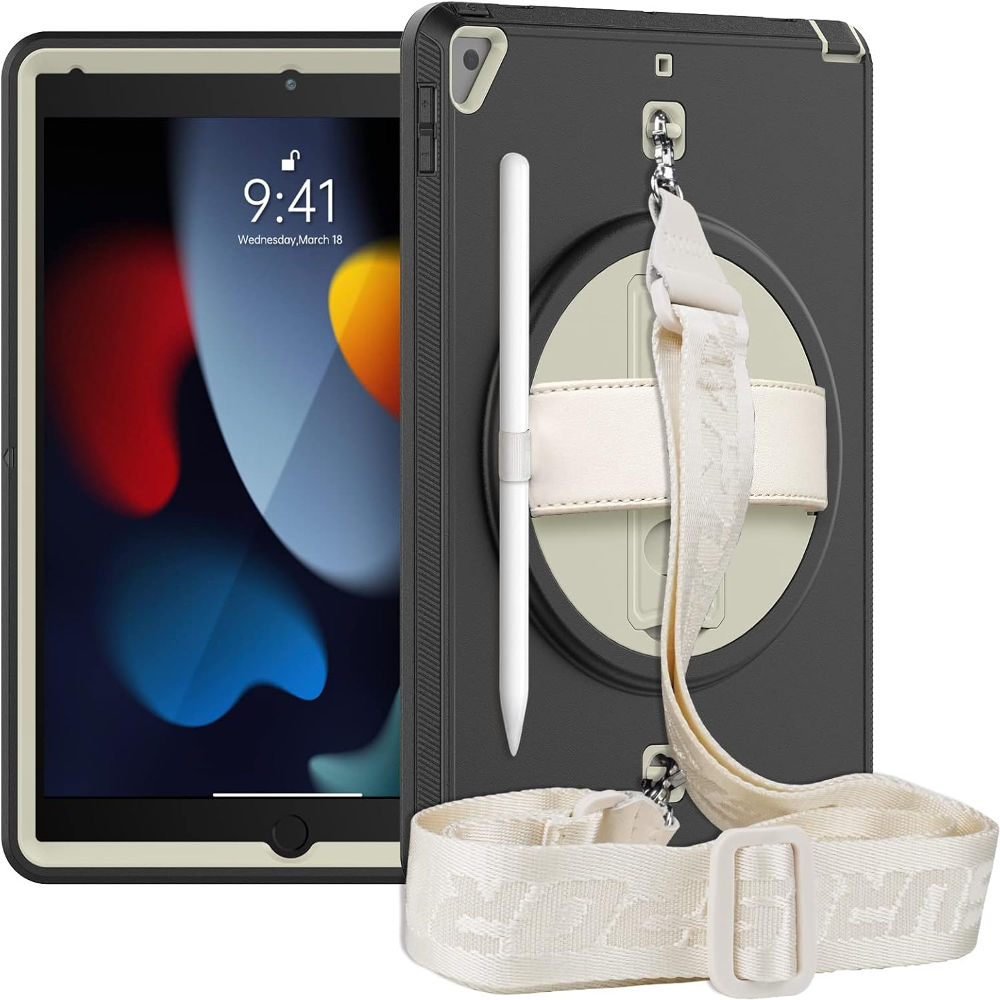 Husa pentru iPad Pro 10,5"/Air 10,5", gri, cu suport rotativ 360° si curea de umar