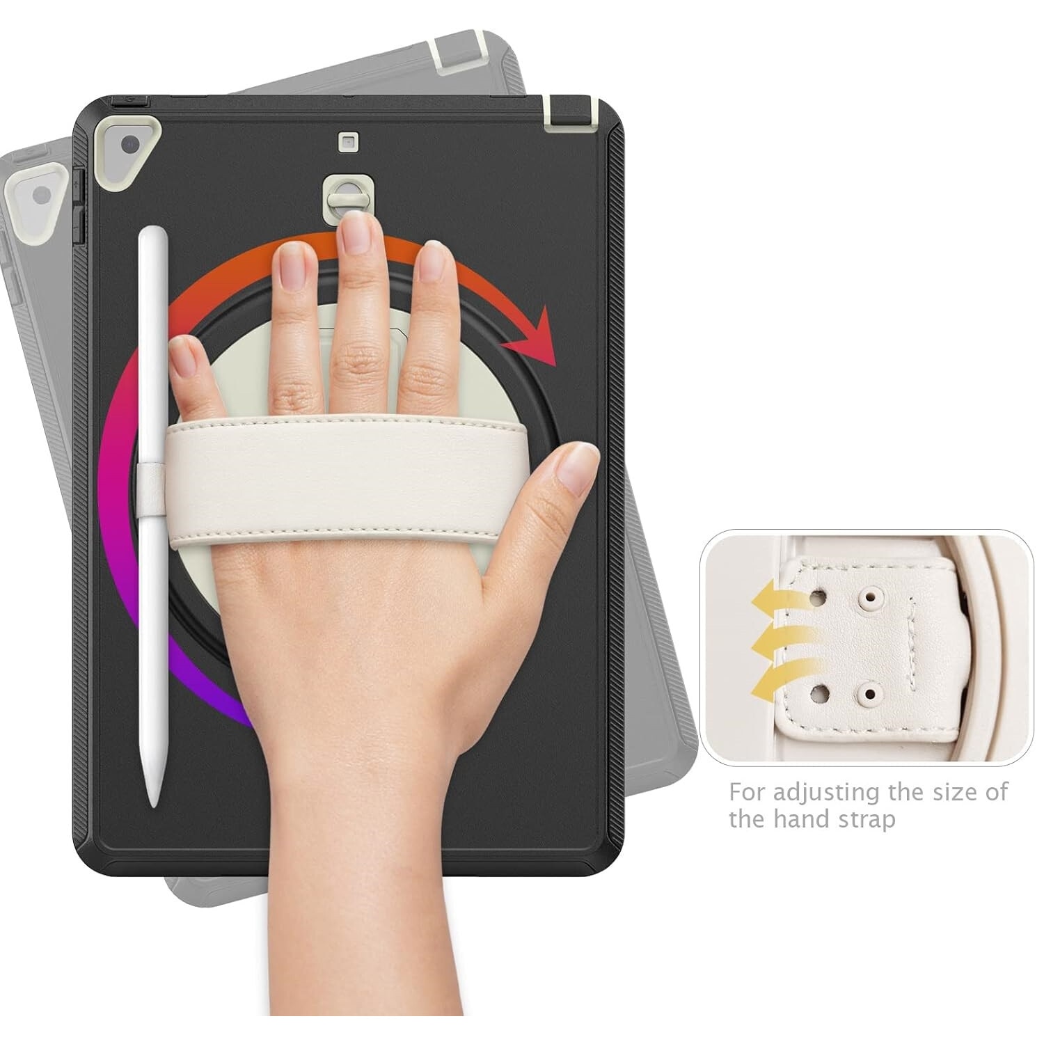 Husa pentru iPad Pro 10,5"/Air 10,5", gri, cu suport rotativ 360° si curea de umar